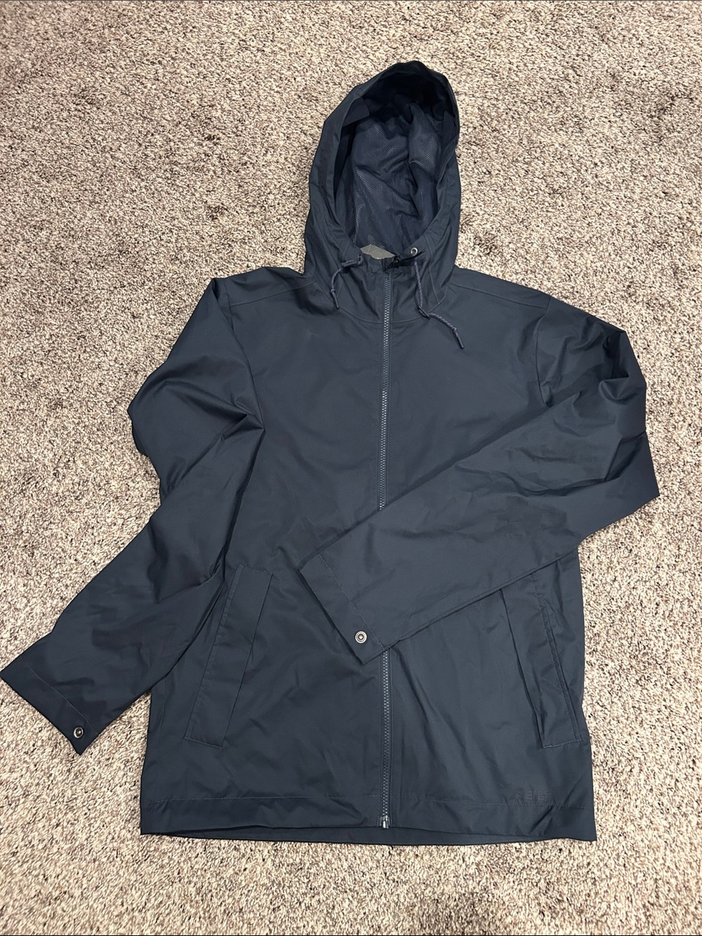 REI Men's Navy Hooded Raincoat
